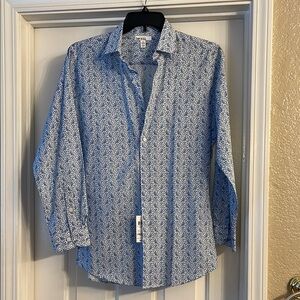 NWT Men's Blue Patterned Shirt size M slim fit